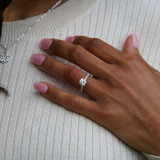 Round Lab Created Diamond Diamond Prongs Solitaire with Accents Engagement Ring in White Gold (MVSLG1301-W)