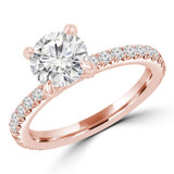 Round Lab Created Diamond Diamond Prongs Solitaire with Accents Engagement Ring in Rose Gold (MVSLG1303-R)