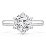 Round Lab Created Diamond 6-Prong Hidden Halo Solitaire with Accents Engagement Ring in White Gold (MVSLG1304-W)