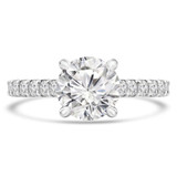 Round Lab Created Diamond Cathedral Solitaire with Accents Engagement Ring in White Gold (MVSLG1305-W)