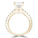 Princess Lab Created Diamond Cathedral Solitaire with Accents Engagement Ring in Yellow Gold (MVSLG1309-Y)