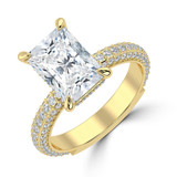 Radiant Lab Created Diamond Hidden Halo Solitaire with Accents Engagement Ring in Yellow Gold (MVSLG1315-Y)
