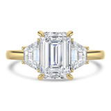 Emerald Lab Created Diamond Open Bridge Three-Stone Engagement Ring in Yellow Gold (MVSLG1318-Y)