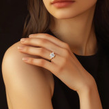 Emerald Lab Created Diamond Open Bridge Three-Stone Engagement Ring in Yellow Gold (MVSLG1318-Y)