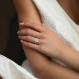 Emerald Lab Created Diamond Cathedral Open Bridge Emerald Halo Engagement Ring in Rose Gold (MVSLG1319-R)