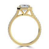 Emerald Lab Created Diamond Cathedral Open Bridge Emerald Halo Engagement Ring in Yellow Gold (MVSLG1319-Y)
