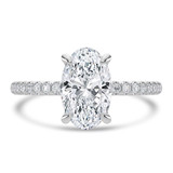 Oval Lab Created Diamond Open Bridge Solitaire with Accents Engagement Ring in White Gold (MVSLG1321-W)