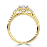 Oval Lab Created Diamond Tapered Cathedral Open Bridge Three-Stone Engagement Ring in Yellow Gold (MVSLG1329-Y)
