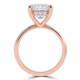Princess Lab Created Diamond Tapered Edge Hidden Halo Solitaire with Accents Engagement Ring in Rose Gold (MVSLG1335-R)