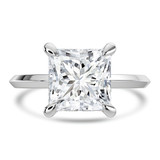 Princess Lab Created Diamond Tapered Edge Hidden Halo Solitaire with Accents Engagement Ring in White Gold (MVSLG1335-W)
