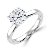 Round Lab Created Diamond Tapered Solitaire Engagement Ring in White Gold (MVSLG1336-W)