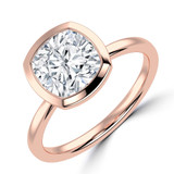 Cushion Lab Created Diamond Open Bridge Bezel Set Solitaire Engagement Ring in Rose Gold (MVSLG1340-R)