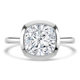 Cushion Lab Created Diamond Open Bridge Bezel Set Solitaire Engagement Ring in White Gold (MVSLG1340-W)