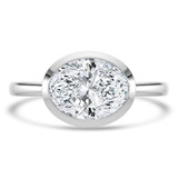 Oval Lab Created Diamond Open Bridge Bezel Set Solitaire Engagement Ring in White Gold (MVSLG1341-W)
