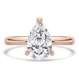 Pear Lab Created Diamond Tapered Solitaire Engagement Ring in Rose Gold (MVSLG1343-R)