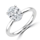 Oval Lab Created Diamond Hidden Halo Solitaire with Accents Engagement Ring in White Gold (MVSLG1359-W)
