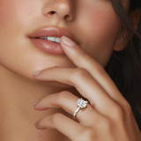 Oval Lab Created Diamond Hidden Halo Solitaire with Accents Engagement Ring in White Gold (MVSLG1359-W)