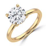 Round Lab Created Diamond Hidden Halo Solitaire with Accents Engagement Ring in Yellow Gold (MVSLG1361-Y)