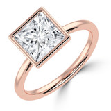 Princess Lab Created Diamond Bezel Set Open Bridge Solitaire Engagement Ring in Rose Gold (MVSLG1366-R)