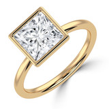 Princess Lab Created Diamond Bezel Set Open Bridge Solitaire Engagement Ring in Yellow Gold (MVSLG1366-Y)