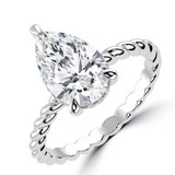 Pear Lab Created Diamond Braided Hidden Halo Open Bridge Solitaire with Accents Engagement Ring in White Gold (MVSLG1368-W)