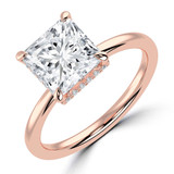 Princess Lab Created Diamond Hidden Halo Open Bridge Solitaire with Accents Engagement Ring in Rose Gold (MVSLG1373-R)