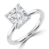 Princess Lab Created Diamond Hidden Halo Open Bridge Solitaire with Accents Engagement Ring in White Gold (MVSLG1373-W)