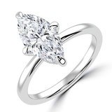 Marquise Lab Created Diamond Hidden Halo Solitaire with Accents Engagement Ring in White Gold (MVSLG1382-W)