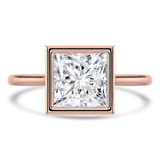 Princess Lab Created Diamond Bezel Set Cathedral Open Bridge Solitaire Engagement Ring in Rose Gold (MVSLG1387-R)
