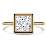 Princess Lab Created Diamond Bezel Set Cathedral Open Bridge Solitaire Engagement Ring in Yellow Gold (MVSLG1387-Y)