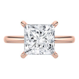 Princess Lab Created Diamond Hidden Halo Solitaire with Accents Engagement Ring in Rose Gold (MVSLG1389-R)