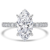 Marquise Lab Created Diamond Hidden Halo Open Bridge Solitaire with Accents Engagement Ring in White Gold (MVSLG1410-W)