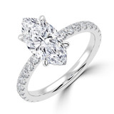 Marquise Lab Created Diamond Hidden Halo Open Bridge Solitaire with Accents Engagement Ring in White Gold (MVSLG1410-W)
