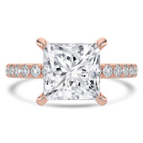 Princess Lab Created Diamond Hidden Halo Open Bridge Solitaire with Accents Engagement Ring in Rose Gold (MVSLG1412-R)