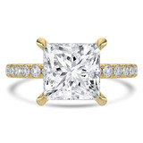 Princess Lab Created Diamond Hidden Halo Open Bridge Solitaire with Accents Engagement Ring in Yellow Gold (MVSLG1412-Y)