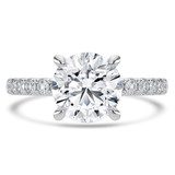 Round Lab Created Diamond Hidden Halo Open Bridge Solitaire with Accents Engagement Ring in White Gold (MVSLG1413-W)