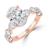Oval Lab Created Diamond Open Bridge Solitaire with Accents Engagement Ring in Rose Gold (MVSLG1414-R)