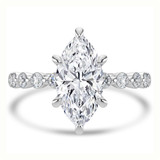 Marquise Lab Created Diamond Hidden Halo Solitaire with Accents Engagement Ring in White Gold (MVSLG1418-W)
