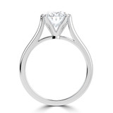 Oval Lab Created Diamond Cathedral Tapered Solitaire Engagement Ring in White Gold (MVSLG1424-W)