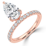 Pear Lab Created Diamond Offset Center Stone Solitaire with Accents Engagement Ring in Rose Gold (MVSLG1432-R)