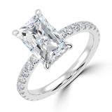 Radiant Lab Created Diamond Hidden Halo Open Bridge Solitaire with Accents Engagement Ring in White Gold (MVSLG1436-W)
