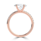 Oval Lab Created Diamond Horizontally Set Solitaire with Accents Engagement Ring in Rose Gold (MVSLG1438-R)