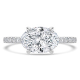 Oval Lab Created Diamond Horizontally Set Solitaire with Accents Engagement Ring in White Gold (MVSLG1438-W)