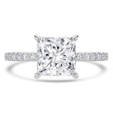 Princess Lab Created Diamond Solitaire with Accents Engagement Ring in White Gold (MVSLG1439-W)