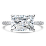 Radiant Lab Created Diamond Horizontally Set Solitaire with Accents Engagement Ring in White Gold (MVSLG1440-W)