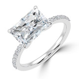 Radiant Lab Created Diamond Horizontally Set Solitaire with Accents Engagement Ring in White Gold (MVSLG1440-W)