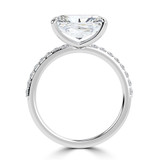 Radiant Lab Created Diamond Horizontally Set Solitaire with Accents Engagement Ring in White Gold (MVSLG1440-W)