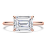 Emerald Lab Created Diamond Horizontally Set Solitaire Engagement Ring in Rose Gold (MVSLG1444-R)