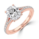 Cushion Lab Created Diamond Cathedral Split Shank Solitaire with Accents Engagement Ring in Rose Gold (MVSLG1448-R)
