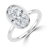 Oval Lab Created Diamond Bezel Set Solitaire Engagement Ring in White Gold (MVSLG1456-W)